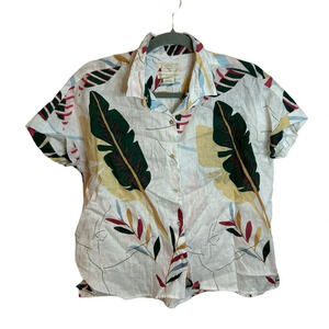Cynthia Rowley Tropical Print Linen Blouse
